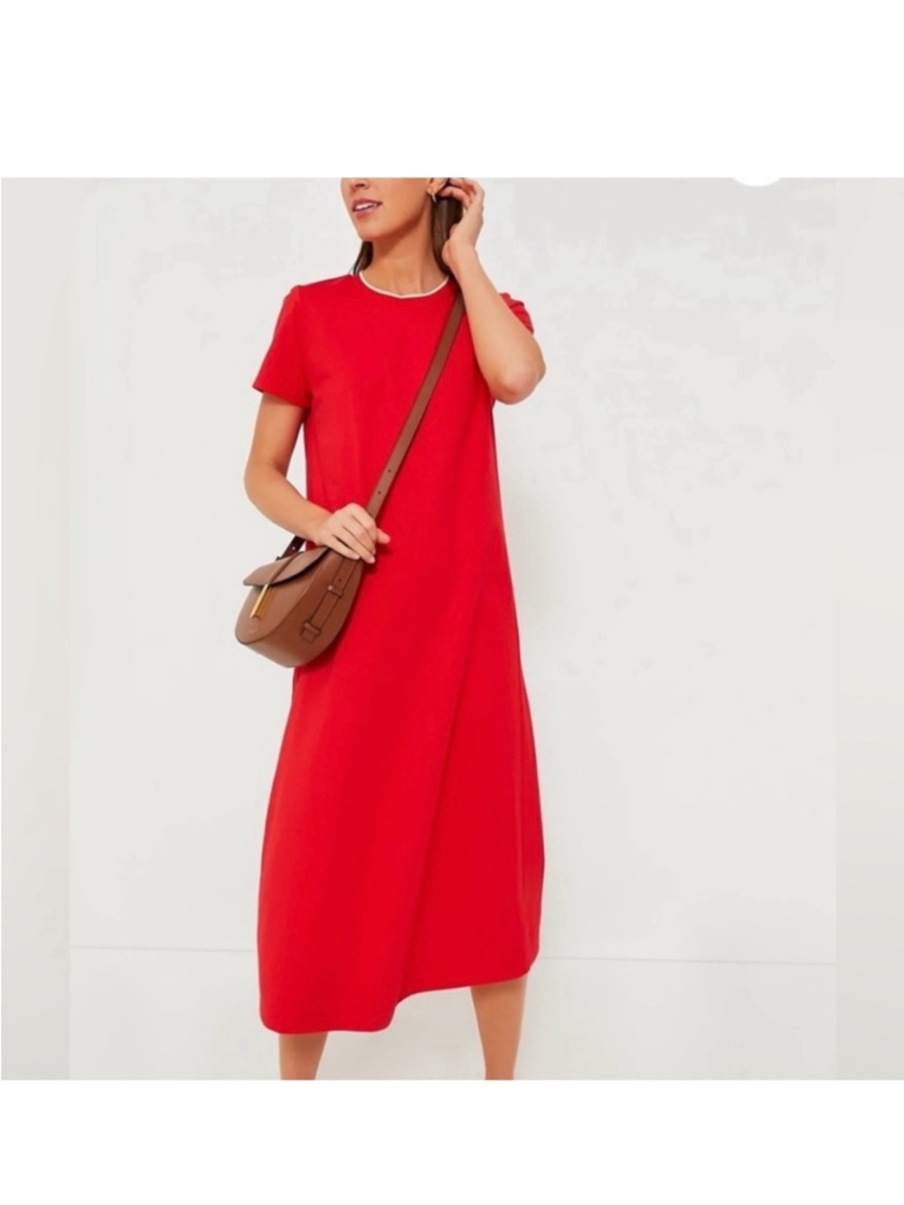 Tuckernuck Colbie  Red Short Sleeve Midi Dress Sz M